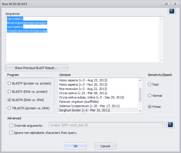 Mapping Primers for PCR Products